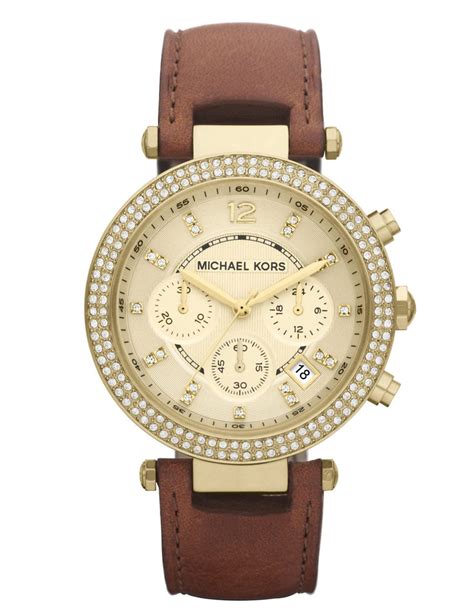 michael kors watch brown leather strap